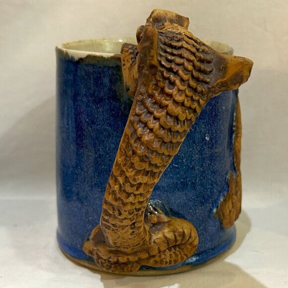 Stonebridge Pottery Blue Glaze DragonMaster Mug Hand Crafted England - Picture 5 of 10